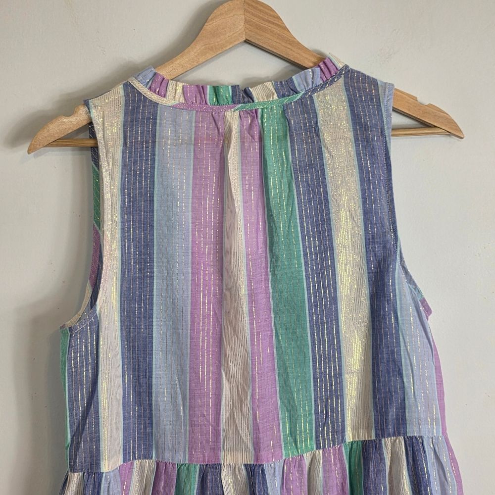 NWT J Crew Factory Ruffle Shimmer Beach Tiered Cotton Sheer Dress Cover Up Sz S - Picture 8 of 10